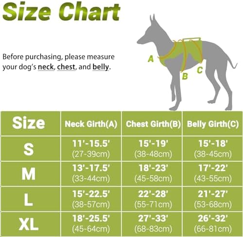 Multi-Use Support Dog Harness, Escape Proof No Pull Reflective Adjustable Vest with Durable Handle, Dog Walking Harness for Big/Active Dogs (Green, S)