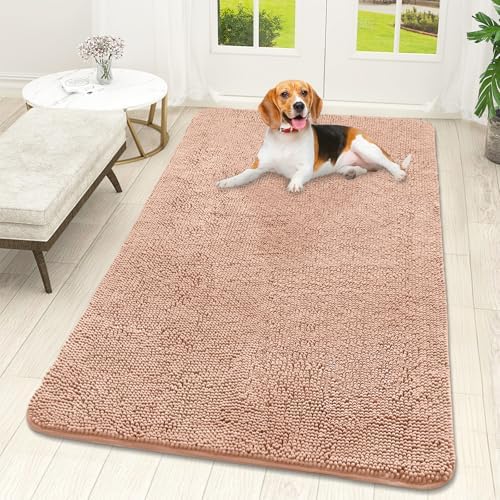 OLANLY Dog Door Mat for Muddy Paws 59x32, Super Absorbent Chenille Mud Mat