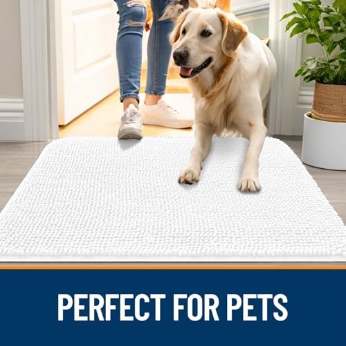 OLANLY Dog Door Mat for Muddy Paws 70x32, Super Absorbent Chenille Mud Mat