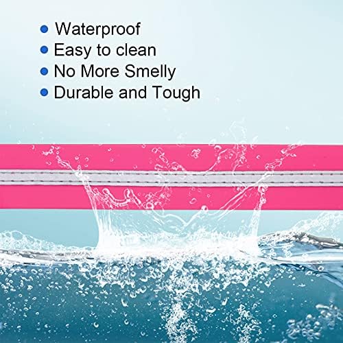 Nimble Reflective Waterproof Dog Collar Adjustable Odor Resistant Easy Clean Pet Collar for Small Medium Large Dogs Night Walking Outdoor Rainy Use (Medium (11.81”-18.5”inches), Pink)
