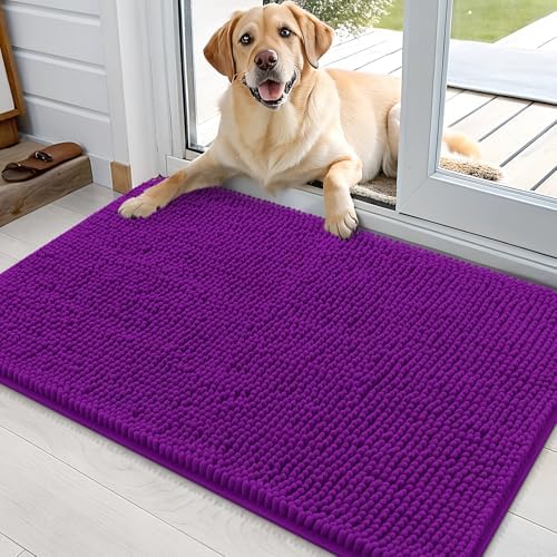 OLANLY Dog Door Mat for Muddy Paws 36x24, Super Absorbent Chenille Mud Mat