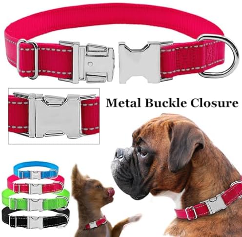 Reflective Dog Collar with Quick Release Metal Buckle Heavy Duty