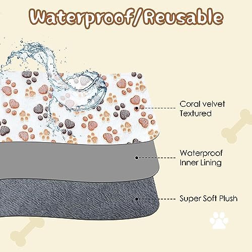 YUEPET Waterproof Dog Blankets, 2 Pack Washable Puppy Blankets 23 x 16 in