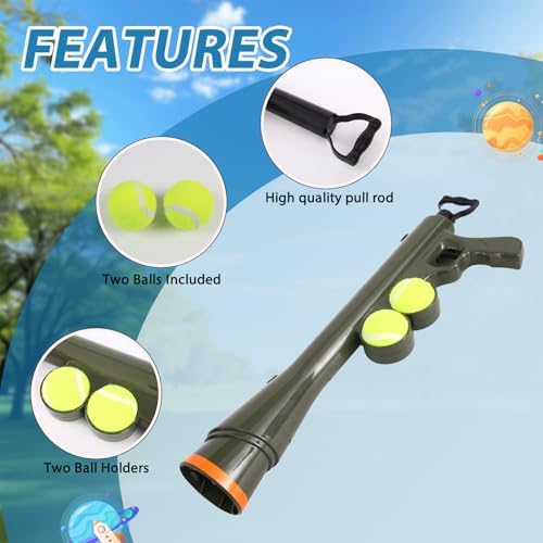 Dog Ball Launcher, Tennis Ball Thrower Launches 30+ft, Green
