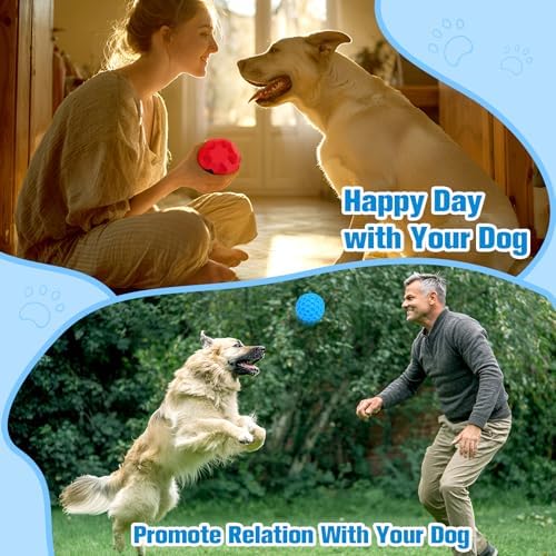2 Pack Dog Toy Balls for Aggressive Chewers, Treat Ball and Squeaky Ball