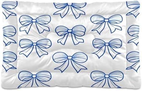 Bow Tie Anti-Slip Washable Dog Crate Mat - Soft Pet Pad Kennel Bed for Medium Dogs and Cats