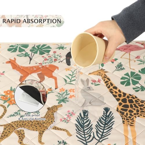 IEUUMLER Washable Pee Pads for Dogs, 2 Pack Forest Pattern Reusable Waterproof Puppy Pads, Non-Slip Super Absorbent Dog Training Pad for Playpen Crate Bed EU013 Beige Jungle, 36x24