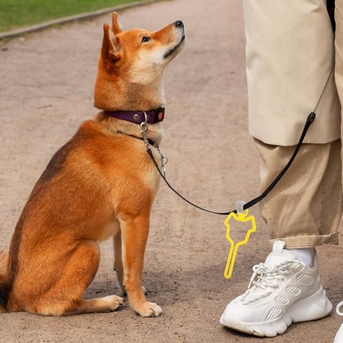 Luxshiny Dog Waste Bag Holder Clip with Retractable Leash Bracket Lightweight Pet Waste Bag Carrier Youth Yellow with Packaging for Outdoor Walks