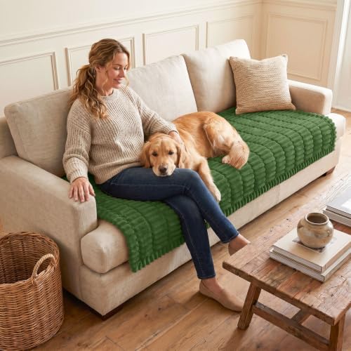 hyha Couch Cover for Dogs, Washable Non Slip Plush Flannel Sofa Protector
