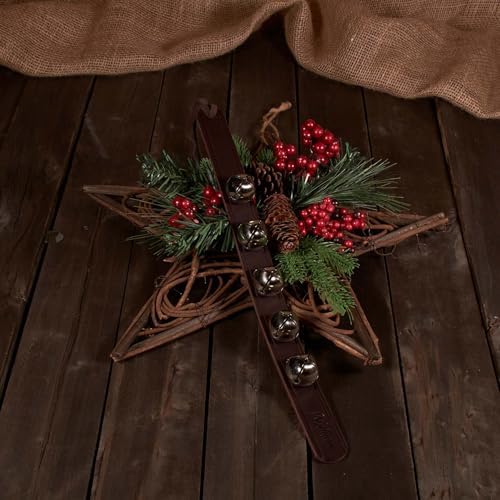 Hanging Door Bells – Handmade Sleigh Bells & Dog Training Bells for Potty Training, Holiday Décor, and Multi-Purpose Door Use (Havana - Silver Bells)