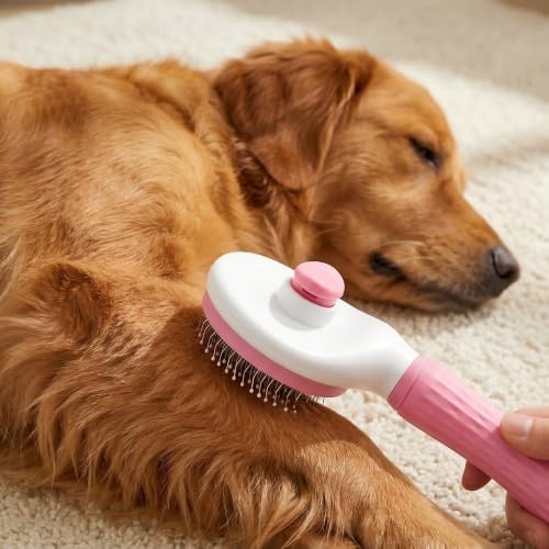 Cat Brushes for Indoor Cats, Dog Cat Bunny Pet Grooming Shedding Brush，Soft Silicone Self Cleaning Brushes for Pets with Long or Short Hair