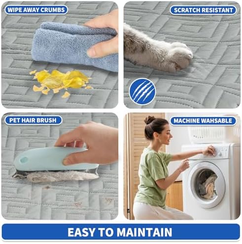 2026 Waterproof Dog Bed Blanket (82"x102") Comfy Couch Sofa Mat for Dog Pets with Anti-Slip Back, Universal Incontinence Lightweight Liner Pad for Furniture Car Picnic etc Durable Washable, Light Grey