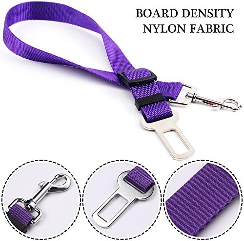 YuCool Dog Seat Belt,4 Piece Set Dog Car Adjustable Seatbelts for Vehicle Nylon Pet Safety Heavy Duty & Elastic Car Harness for Dogs