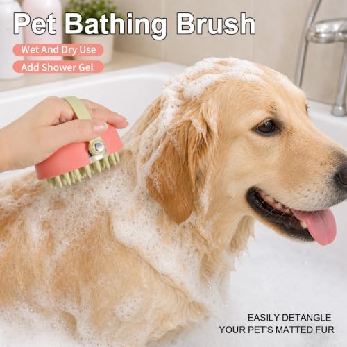 Green Dog Bath Brush for Bathing&Shedding Dog Shampoo Brush
