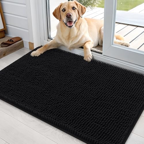 OLANLY Dog Door Mat for Muddy Paws 36x24, Super Absorbent Chenille Mud Mat