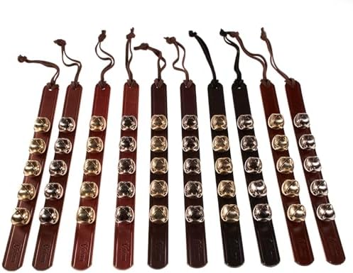 Hanging Door Bells – Handmade Sleigh Bells & Dog Training Bells for Potty Training, Holiday Décor, and Multi-Purpose Door Use (Havana - Silver Bells)