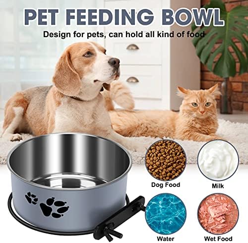 Hanging Dog Bowls for Kennel, 34oz &25oz Food and Water Bowl, 2 Pack
