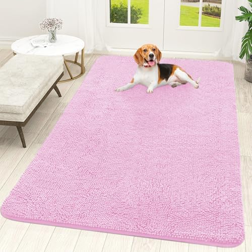 OLANLY Dog Door Mat for Muddy Paws 70x46, Super Absorbent Chenille Mud Mat