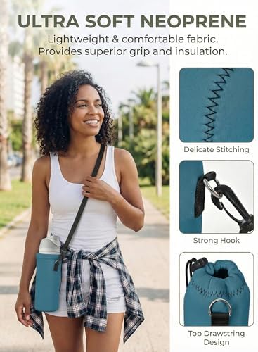 AUPET Water Bottle Bag Carrier,24oz/32oz Insulated Neoprene bottle Sling Holder Case Pouch Cover for 1000ML/750ML Bottles with Shoulder Strap for walking