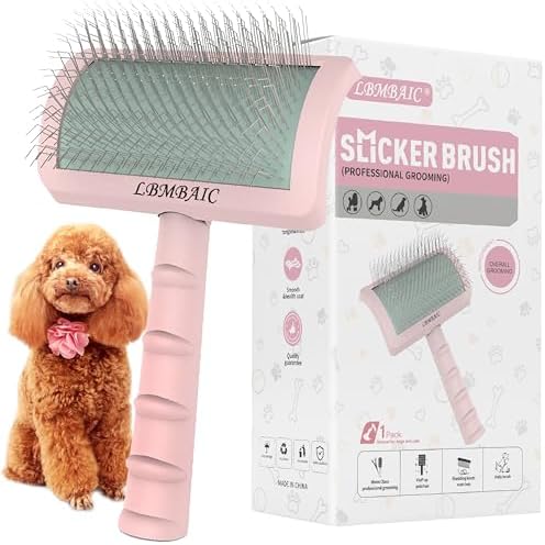 Dog Slicker Brush for Poodles Doodles Fluffy Deshedding Loose Hair.