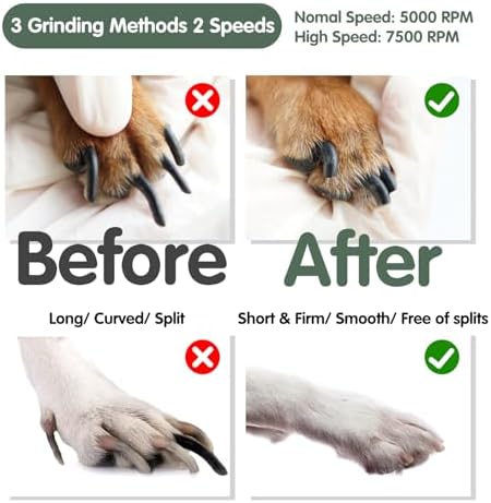 VIWIK Dog Nail Grinder, 2-Speed Rechargeable Dog Nail Trimmers for Large Medium & Small Dogs, Upgrade Professional Electric Pet Paws Grooming, Quiet Puppy Grooming Tool, for Dogs Cats