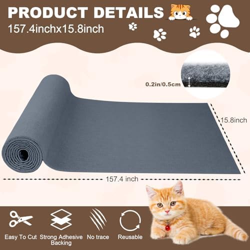 78.7"x15.8" Cat Scratching Mat Self Adhesive Furniture Protector Trim Fit