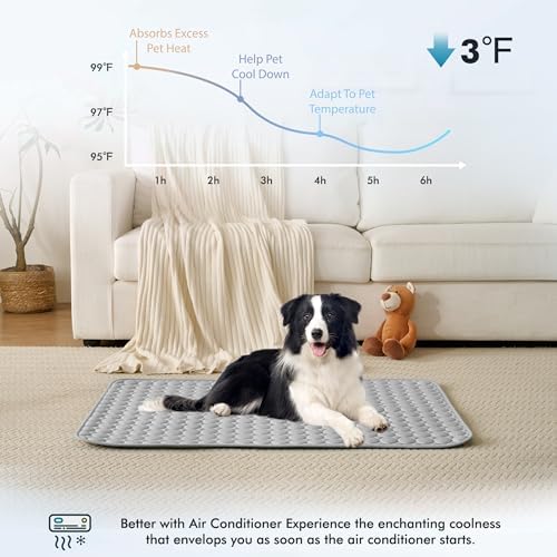 MICROCOSMOS Summer Cooling Mat & Sleeping Pad- Water Absorption Top, Materials Safe, Easy Carry, EZ Clean. Keep Cooling for Pets, Kids and Adults.(Grey, 36" x36")