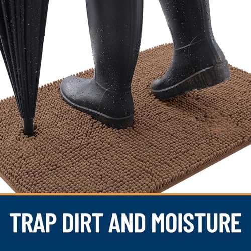 OLANLY Dog Door Mat for Muddy Paws 30x20, Super Absorbent Chenille Mud Mat