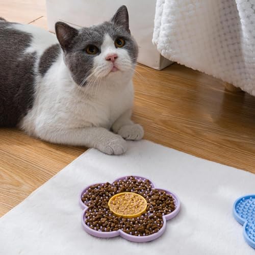 Lick Pads for Dogs,Dog Lick Mat with Suctions Cup,Slow Feeders Licking Mat,Flower Shape Silicone Pad,for Cats,Dogs