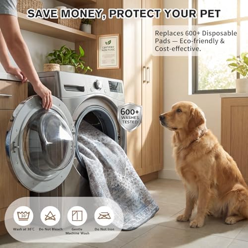 Washable Reusable Dog Pee Pads for Cats 2 Pack Waterproof Non-Slip