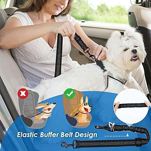 Lukovee Dog Seat Belt, 2 Pack, 3-in-1 Headrest & Seatbelt Clip & Latch