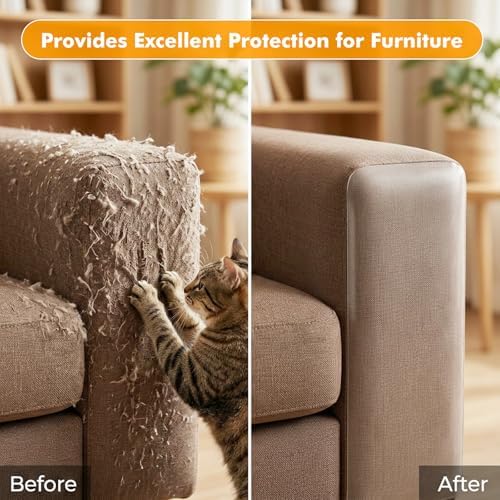 2 Pack 200"x12" Cat Furniture Protector, Multi-Use Couch Protector from Cat Claws for Sofa, Door Frame & Wall, Self-Adhesive Scratch Pads, Easy Trim Cat Scratch Deterrent for Furniture Legs