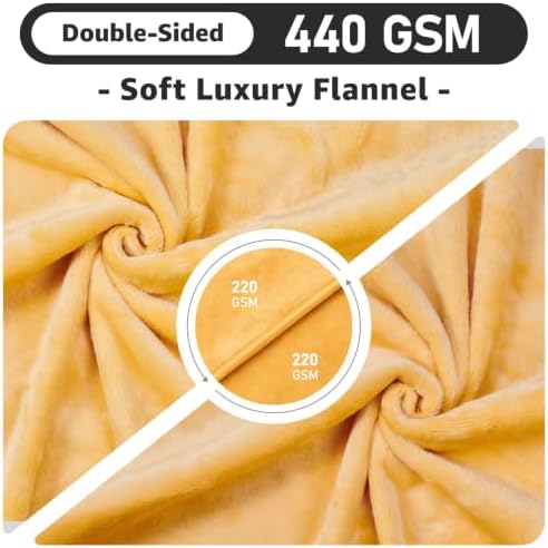LOOBANI Yellow Waterproof Blanket for Bed, Flannel King Size 85"x108"