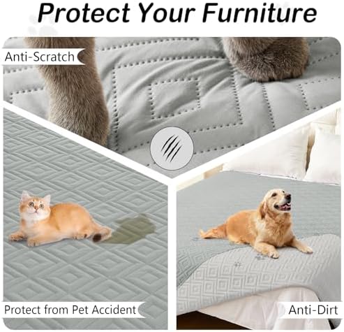 hyha Waterproof Reversible Dog Blanket, Pet Blanket for Sofa Couch
