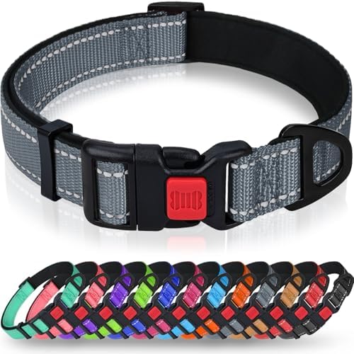 Taglory Reflective Extra Large Dog Collar, Comfortable for Safe Night Walks
