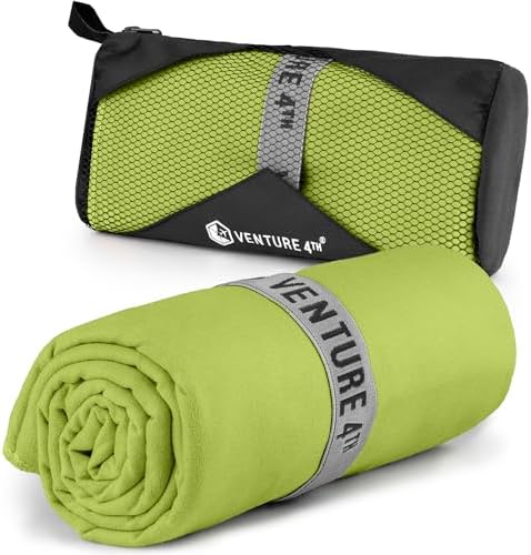 VENTURE 4TH Quick Dry Microfiber Towel for Camping & Gym - Lime Large