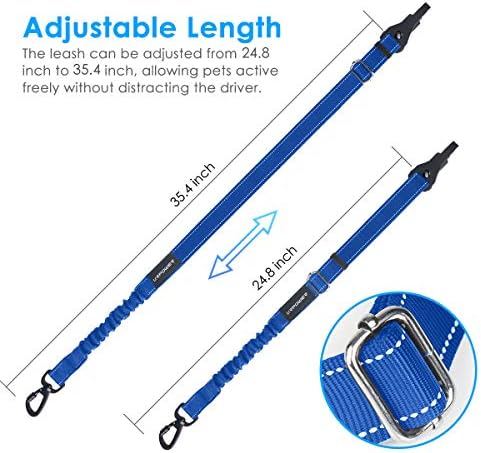 URPOWER 3-in-1 Dog Car Seat Belt, Adjustable Bungee, 2 Pack