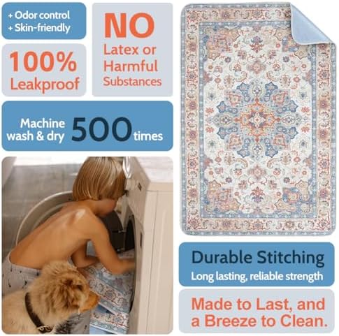 Washable Pee Pads for Dogs, 2 Pack Reusable Puppy Training Pads 24"x18" Super Absorbent Waterproof Dog Training Pads, Non-Slip Potty Pads, Whelping Pads Litter Mat Beige