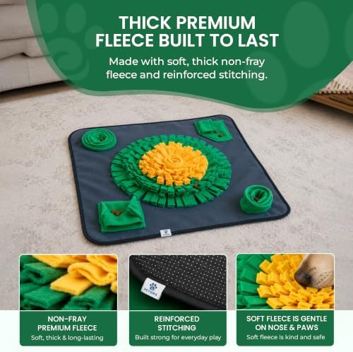 Snuffle Mat for Dogs 24 x 24 in – Interactive Dog Enrichment Toy & Slow Feeder, Non-Slip Treat Hiding Mat for Foraging