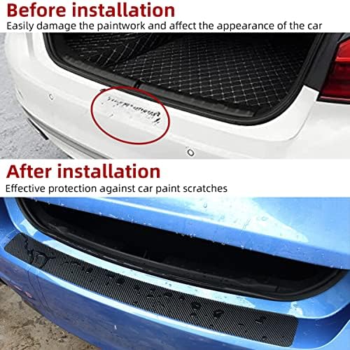 Ziciner Car Rear Bumper Protector Guard, Anti-Scratch Carbon Fiber Trunk Door Sill Protection Strip Sticker, Universal Vehicle Trim Cover Accessories for Car, Truck, SUV, Van (35.4×3.75 in, Black)