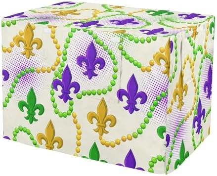 Kigai Mardi Gras Dog Crate Cover Oxford Fabric Windproof Waterproof Kennel Cover with Breathable Mesh & Roll-Up Panels, Fit for 41 in Cage, Washable