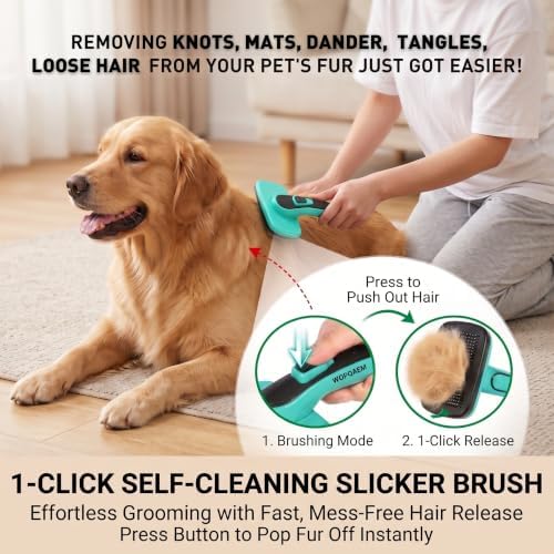 Self Cleaning Slicker Brush & Nail Clippers for Dog and Cats
