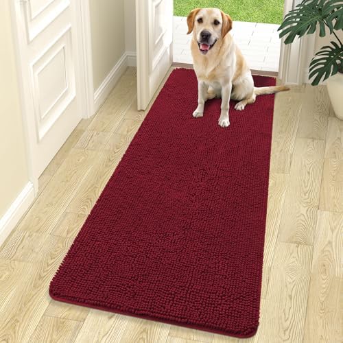 OLANLY Dog Door Mat for Muddy Paws 70x24, Super Absorbent Chenille Mud Mat