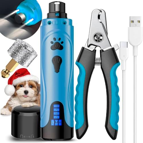 YABIFE Dog Nail Grinder, Dog Nail Trimmers and Clippers Kit, Super Quiet, Rechargeable, for Small Large Dogs Cats Toenail Claw Grooming,3 Speeds