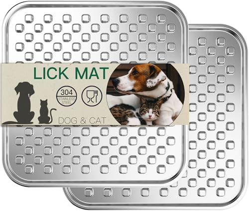 Lick Mat for Dogs & Cats, Double-Wall Stainless Steel, Large-2Pack