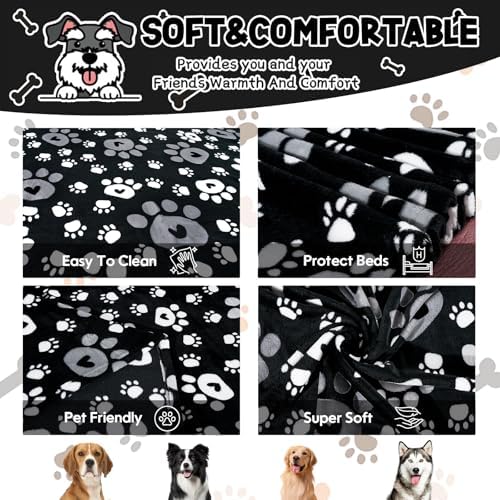 Rezutan Dog Blankets for Medium ＆ Large Dogs Cat Black, 50 x 40 inch