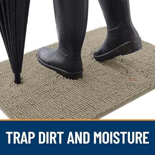 OLANLY Dog Door Mat for Muddy Paws 30x20, Super Absorbent Chenille Mud Mat