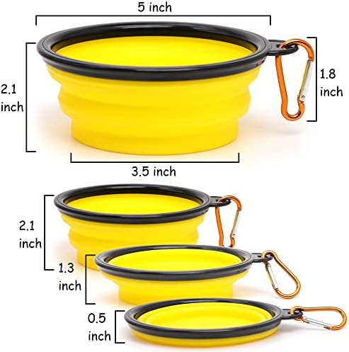 2 Pack Dog Bowl Pet Collapsible Bowls with Clasp Puppy Travel Bowl Portable Cats Water Food Dish for Walking Parking Outdoors Traveling