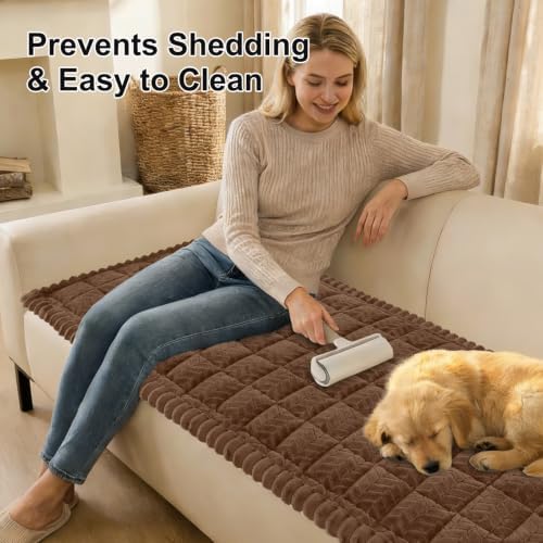 Smiry Couch Cover for Dogs, Non Slip Fuzzy Pet Sofa Covers Washable