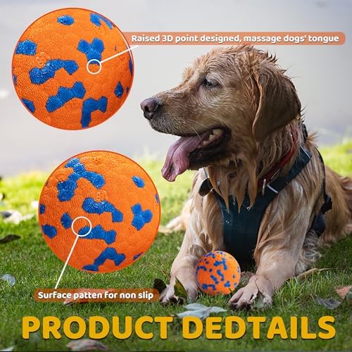 Dog Balls, Indestructible Dog Toy Ball for Aggressive Chewers, Durable High Elasticity Interactive Ball for Training Dog Catch and Fetch, Large Medium Small Dog and Puppies(Orange, 2.5in, 2pcs)